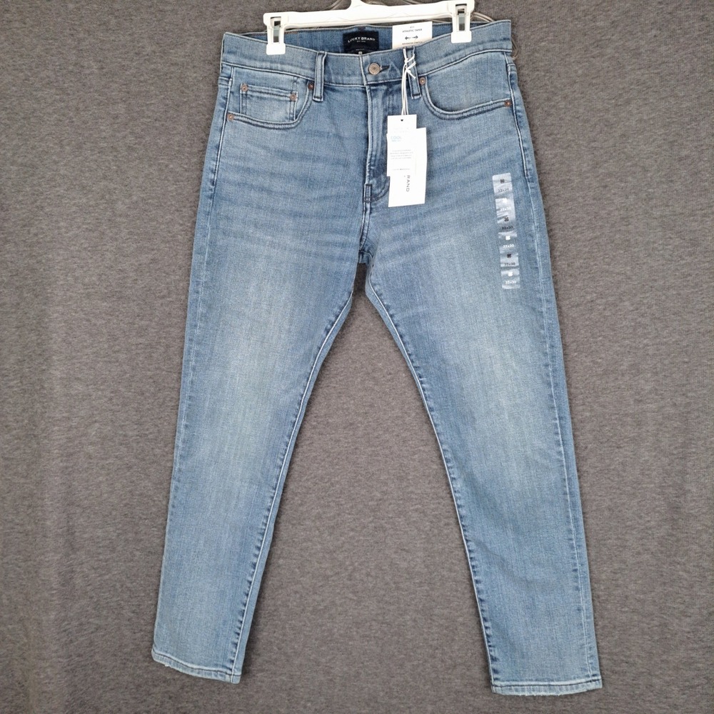 Lucky Brand 411 Athletic Taper Jeans Men 32x30 Light Blue Advanced Stretch NEW